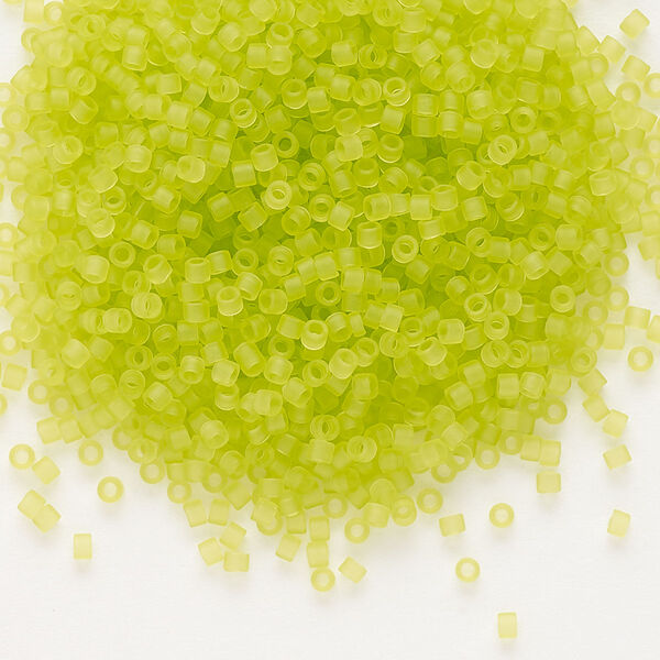 Seed bead, Delica®, glass, pkg/250g, #11 round, translucent matte chartreuse (DB-0766). image number 0