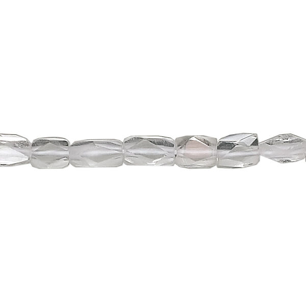 Bead, quartz crystal (natural), 7x5mm hand-cut faceted rectangle, B grade, Mohs hardness 7. Sold per 15-1/2" to 16" strand. image number 0