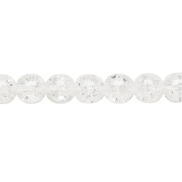 Bead, Czech crackle glass druk, clear, 8mm round. Sold per 15-1/2" to 16" strand, approximately 50 beads. image number 0