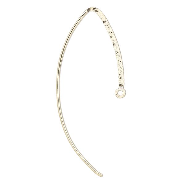 Ear wire 1pkg2 14Kt gold-filled, 25mm textured flat marquise / closed loop, 20 gauge 1 pair image number 0
