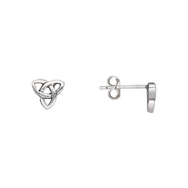 Earstud, sterling silver, 7.5mm Celtic knot with post. Sold per pair. image number 0