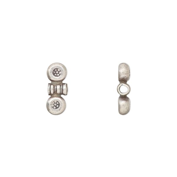 Bead, Hill Tribes, antiqued fine silver, 13x5mm fancy design. Sold per pkg of 2. image number 0