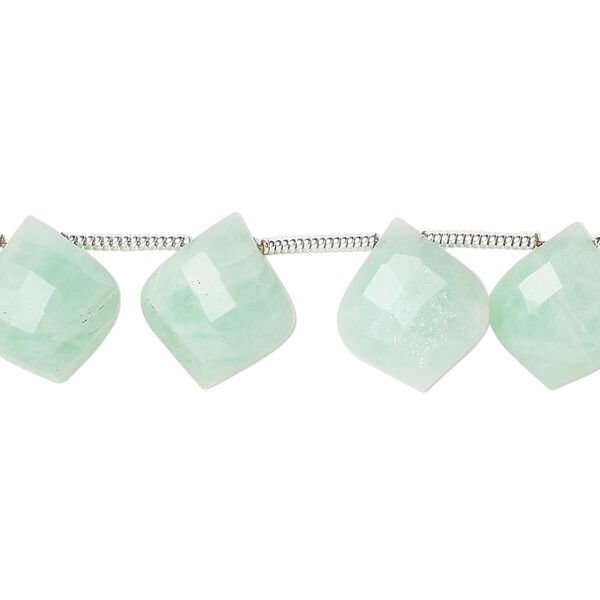 Amazonite 1pkg18, hand-cut side-drilled faceted puffed kite bead natural 11x10mm image number 0