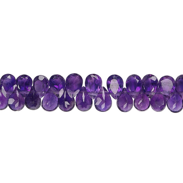 Amethyst 1pkg1, hand-cut top-drilled faceted flat teardrop bead natural 5 inch 5x4mm-7x5mm image number 0