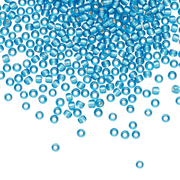 Seed bead, TOHO BEADS®, glass, pkg/50g, #11 round, translucent silver-lined frosted dark aqua (TR-11-23BF). image number 0