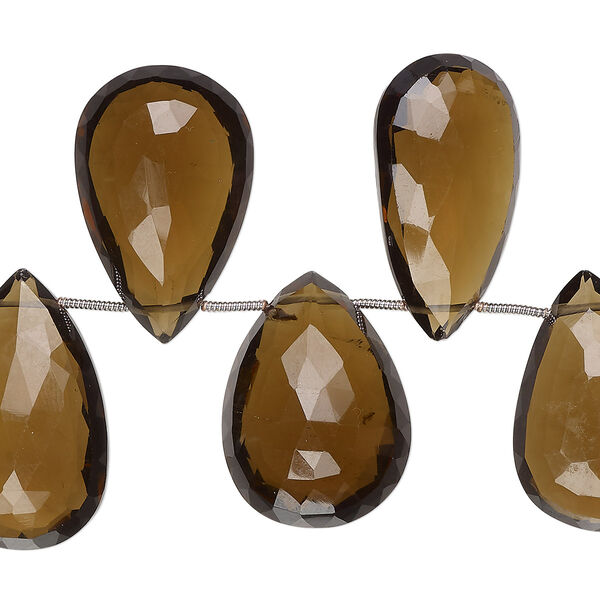 Golden quartz 1pkg13, hand-cut top-drilled faceted puffed teardrop bead 27x16mm-31x21mm image number 0