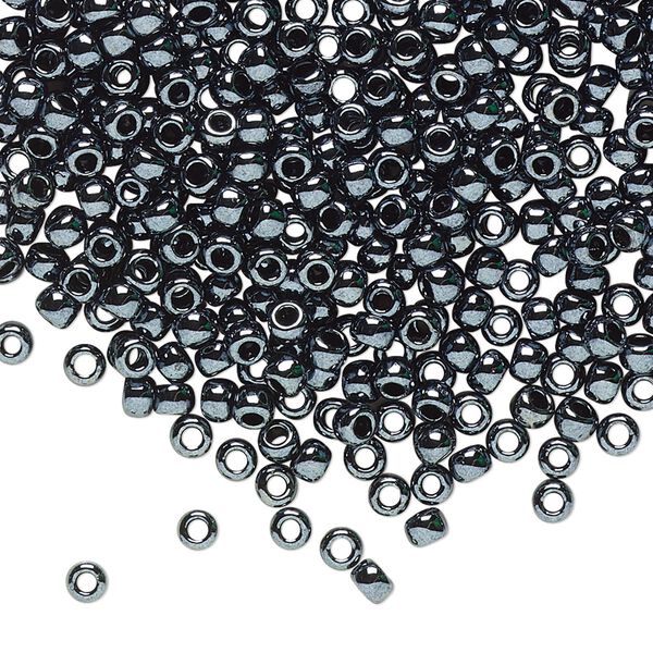 Seed bead, TOHO BEADS®, glass, pkg/250g, #8 round, opaque metallic hematite (TR-08-81). image number 0