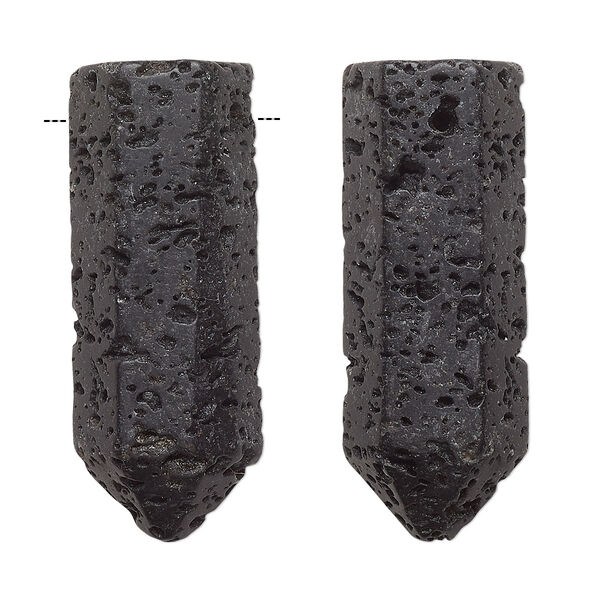 Lava rock 1pkg1, hand-cut top-drilled faceted point focal 34x13mm image number 0