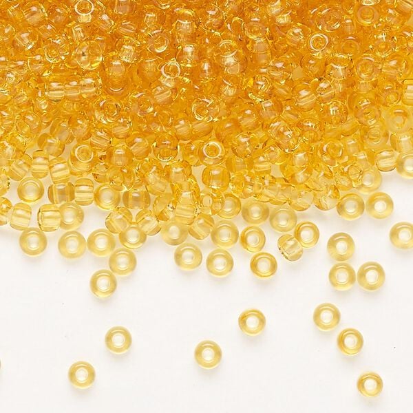 Seed bead, Preciosa Ornela Czech glass, pkg/50g, #8 rocaille, transparent light topaz, (10020). image number 0