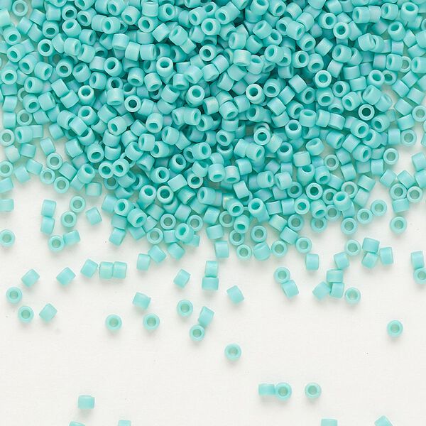 Seed bead, Delica®, glass, pkg/250g, #11 round, opaque matte rainbow turquoise (DB-0878). image number 0