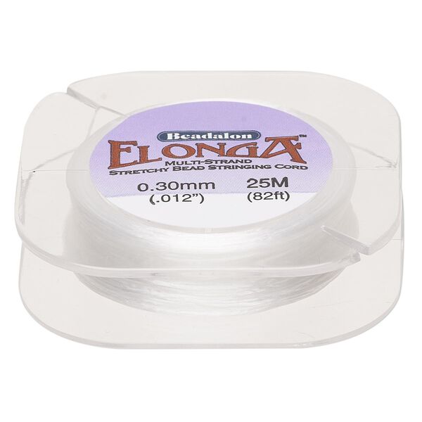 Cord, Beadalon® Elonga™, elastic, white, 0.3mm, 3-pound test. Sold per 25-meter spool. image number 0