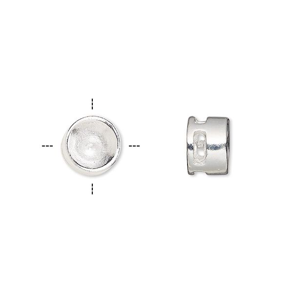 Spacer, silver-finished "pewter" (zinc-based alloy), 9x6mm cross-drilled round with SS29 to SS32 chaton setting. Sold per pkg of 6. image number 0