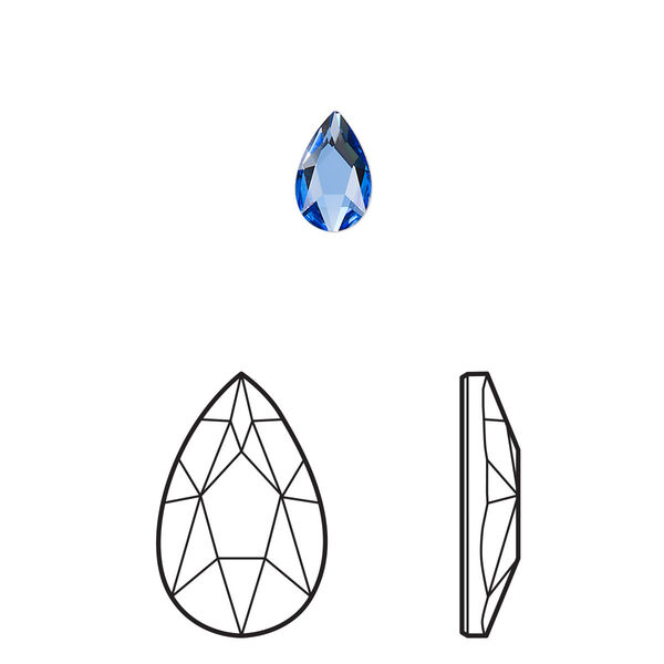 Flat back 144pk sapphire foil back, Swarovski® 8x5mm pear 2303 image number 0