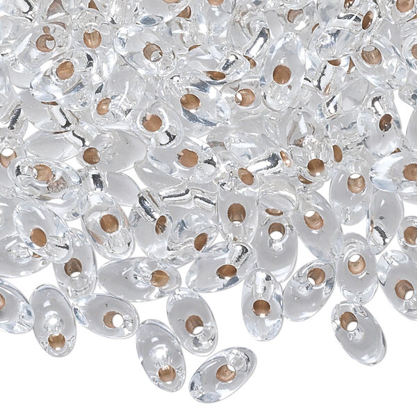 Seed bead, Miyuki, glass, pkg/50g, 7x4mm long magatama, transparent silver-lined clear (LMA-1). image number 0