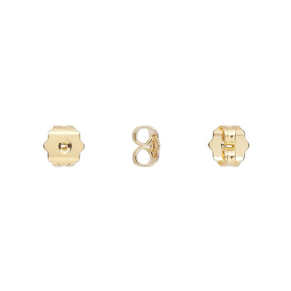 Earnut 1pkg100 gold-plated, 6x6mm star, brass 50 pair image number 0