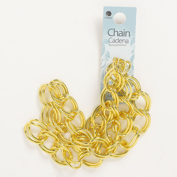 Chain and finding assortment, gold-finished steel, mixed sizes. Sold per 4-piece set. image number 0