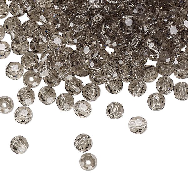 Bead 24pk black diamond, Preciosa Czech crystal 4mm round image number 0