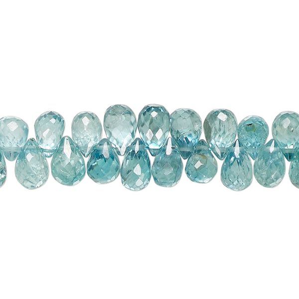 Zircon 1pkg1, hand-cut top-drilled faceted briolette bead blue 4 inch 6x4mm-8x5mm image number 0