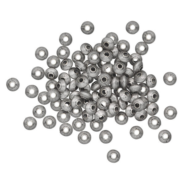 Bead, antique silver-plated brass, 5x3mm saucer. Sold per pkg of 100. image number 0