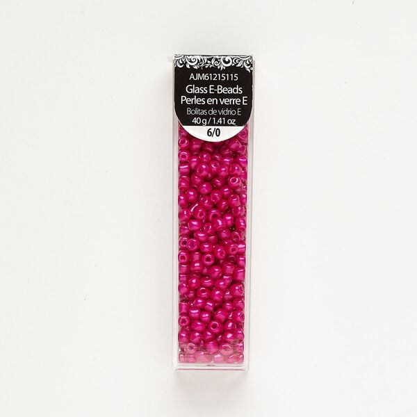 Seed bead, glass, pkg/40g, #6 round, opaque fuchsia. image number 0