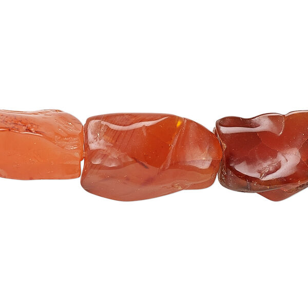 Carnelian 1pkg1, hand-knapped polished rectangular nugget bead 15.5-16 inch medium to large image number 0