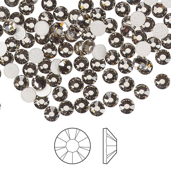 Flat back 1440pk black diamond foil back, Preciosa MAXIMA Czech crystal hotfix rhinestone 3.8-4mm chaton rose round SS16 image number 0