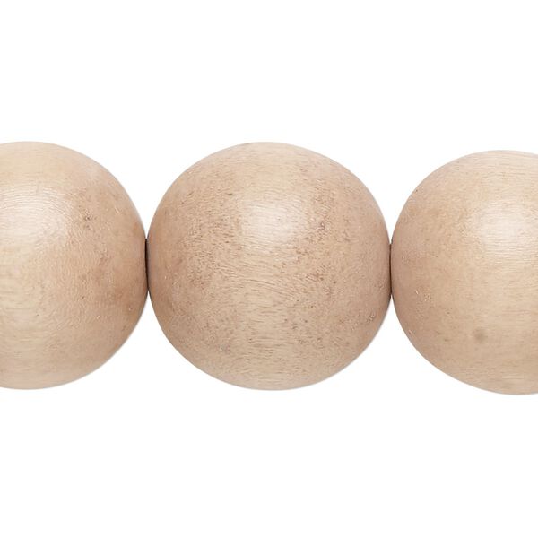 Bead, Taiwanese cheesewood (dyed / waxed), light mauve, 19-20mm round. Sold per 15-1/2" to 16" strand. image number 0