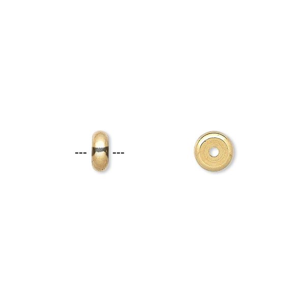 Bead, gold-plated brass, 6x2mm heishi. Sold per pkg of 100. image number 0