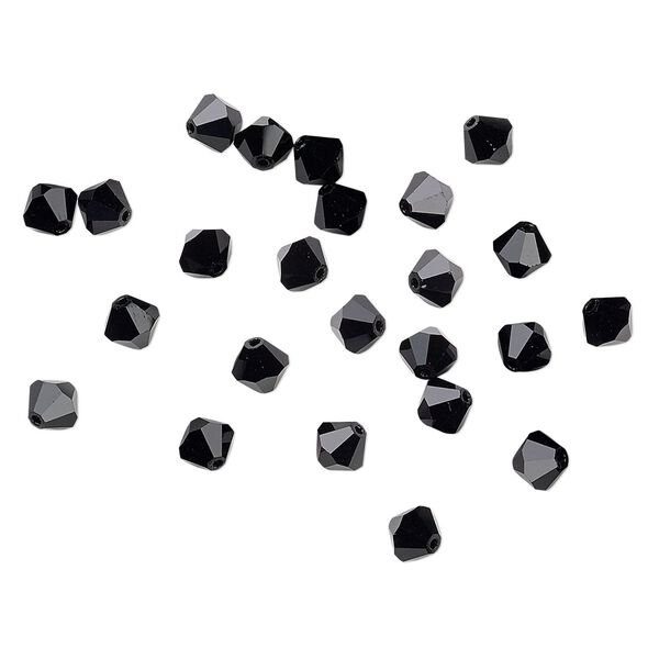 Bead 24pk jet, Preciosa Czech crystal 6mm bicone image number 0