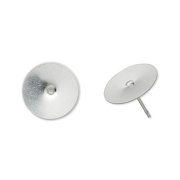 Earstud, stainless steel, 14mm flat pad. Sold per pkg of 50 pairs. image number 0