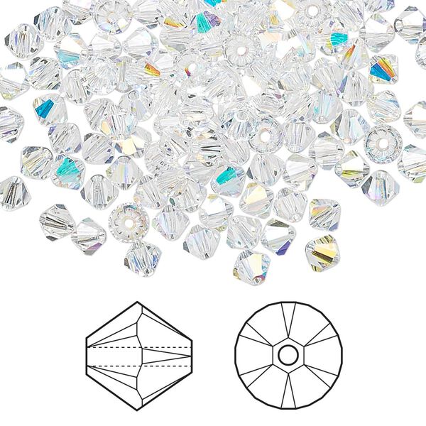 Bead 1440pk crystal AB, Crystal Passions® 4mm bicone 5328 image number 0