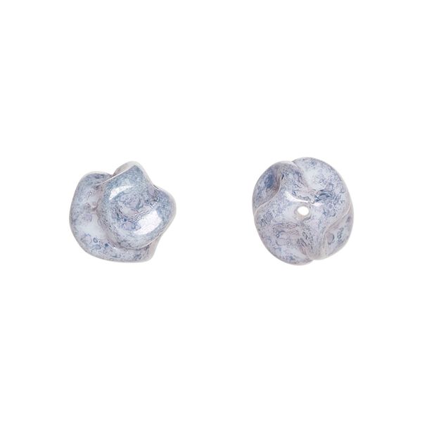 Bead, Czech pressed glass, light blue granite, 11mm bumpy round. Sold per 15" to 16" strand. image number 0