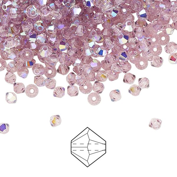 Bead 48pk light amethyst AB, Preciosa Czech crystal 3mm bicone image number 0