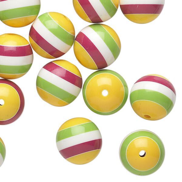 Bead, resin, opaque multicolored, 19-21mm round with 2.5mm hole. Sold per 1/4 pound pkg, approximately 20 beads. image number 0