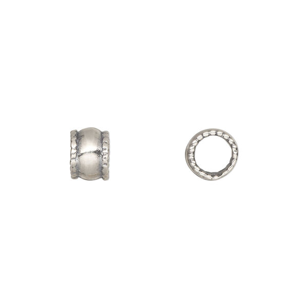 Bead, Dione® and JBB Findings, antiqued sterling silver, 7x6mm beaded rondelle. Sold per pkg of 4. image number 0