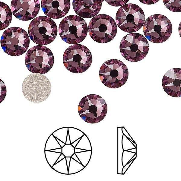 Flat back 12pk iris foil back, Crystal Passions® 7.07-7.27mm rose round SS34 2088 image number 0