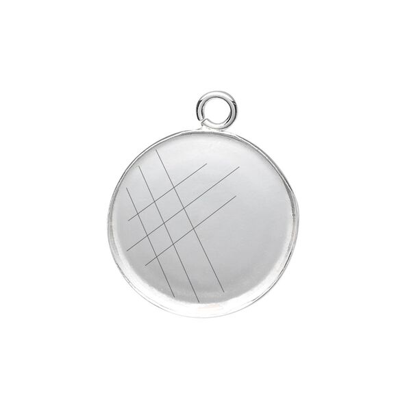 Drop, fine silver, 20mm round bezel cup setting with open loop. Sold per pkg of 2. image number 0