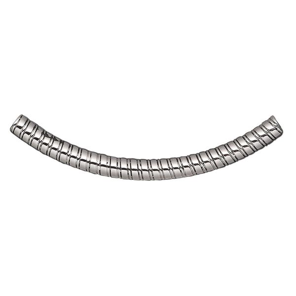 Bead, stainless steel, 50x4mm curved round tube with tight spiral design. Sold per pkg of 2. image number 0