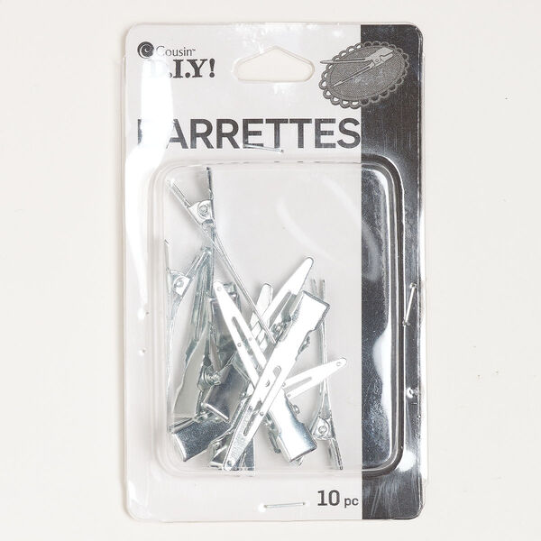 Hair clip, silver-finished steel, 1-3/4 inches. Sold per pkg of 10. image number 0