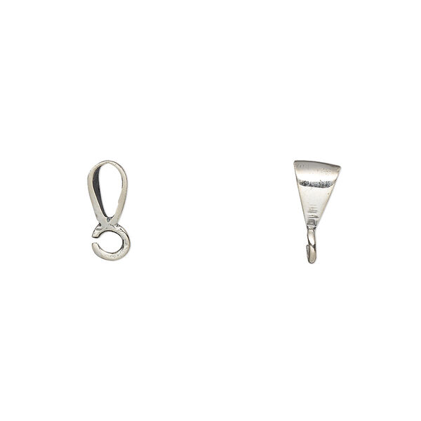 Bail, pendant, sterling silver, 8x5mm with loop. Sold individually. image number 0