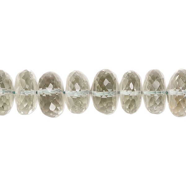 Green quartz 1pkg1, hand-cut micro-faceted rondelle bead 9 inch 10x5mm-12x9mm image number 0