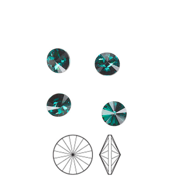 Chaton 288pk emerald foil back, Preciosa MAXIMA Czech crystal rhinestone 6.14-6.32mm rivoli SS29 image number 0