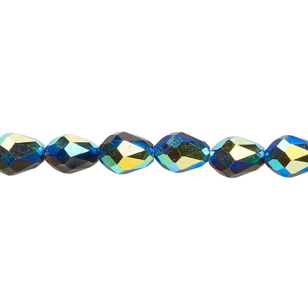 Bead Celestial Crystal® 1pkg60, 8x6mm teardrop / 66 facets, opaque black AB image number 0