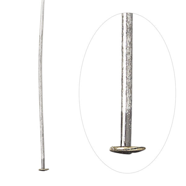 Head pin, antique silver-plated brass, 1-1/2 inches, 21 gauge. Sold per pkg of 500. image number 0