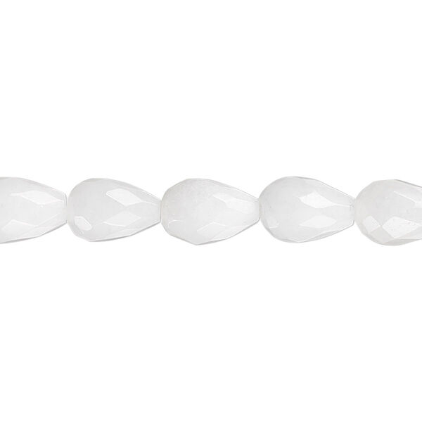 Bead, snow quartz (natural), 10x7mm faceted teardrop, B grade, Mohs hardness 7. Sold per 15-1/2" to 16" strand. image number 0