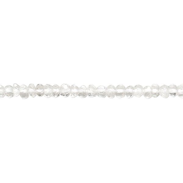 Bead, quartz crystal (natural), 3x1mm-4x3mm hand-cut faceted rondelle, B- grade, Mohs hardness 7. Sold per 13-inch strand. image number 0