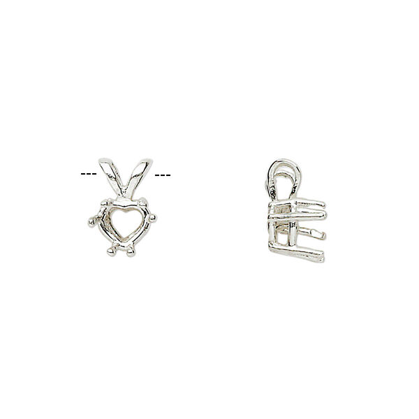 Pendant, Sure-Set™, sterling silver, 6mm with pre-notched 6-prong heart basket setting. Sold individually. image number 0
