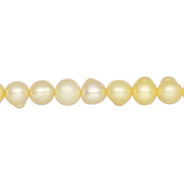 Pearl, cultured freshwater (dyed), jonquil, 6-7mm semi-round, C- grade, Mohs hardness 2-1/2 to 4. Sold per 16-inch strand. image number 0