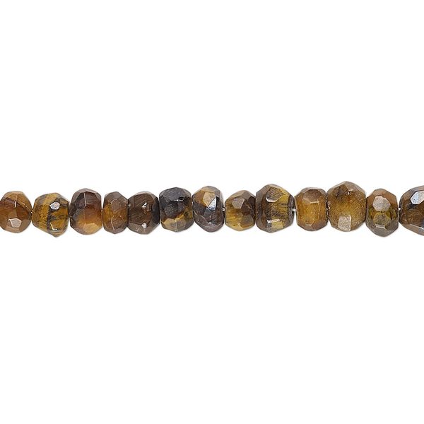 Tigereye 1pkg1, hand-cut faceted rondelle bead natural 17 inch 4x3mm-6x4mm image number 0