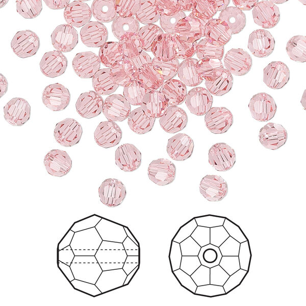 Bead 144pk light rose, Crystal Passions® 4mm round 5000 image number 0